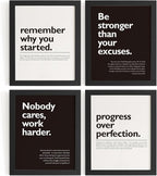 DSHFG Motivational Office Pictures Wall Decor Prints Set of 4, Black Motivational Wall Art Decor Retro Posters Prints for Office Home Decor, 8x10 Unframed