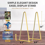 Kruodop 10 Inch Plate Stands for Display, 3 Pack Plate Holder Display Stand, Gold Metal Frame Easel Holder Stand for Pictures,Book, Photo, Decorative Plate-Gold