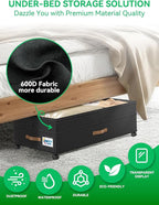 Under Bed Storage with Wheels, 2-Pack 72L XXXL Scalable Under Bed Storage Containers with Transparent Lids, Underbed Storage Organizer Rolling Bins for Shoes Clothes Sheet - Expandable Max