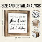 Rustic Decor Signs, Farmhouse Desk Signs, Wedding Decoration, Sweet Home Decor, Bedroom Decors, Valentines Day Decoration Gift, You'll Be My Glass Of Wine Sign, 5.9×5.9 inches