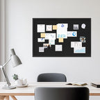 DAHAPYBOO Cork Board with Linen Black,Bulletin Board 36"x24",Corkboards for Office Home School Message Board or Vision Board Decoration.