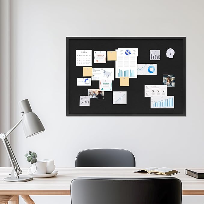 DAHAPYBOO Cork Board with Linen Black 2Pack,Bulletin Board 36"x24", Corkboards for Office Home School Message Board or Vision Board Decoration.