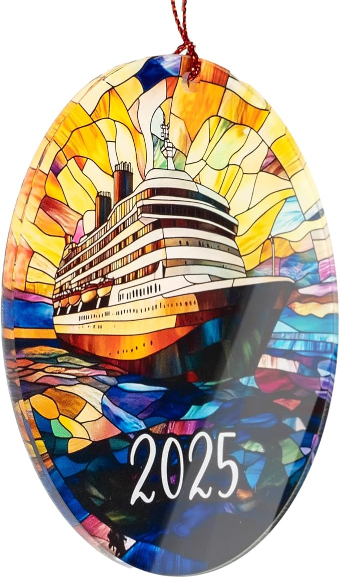 Cruise Ship Ornament, Travel Christmas Ornaments, Family Vacation Keepsake Ornament Gift for Cruise Lover, Hanging Christmas Tree Decor for Travelers, Holiday Keepsake for Ocean Adventure Fans
