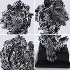 H&W Sandstone Lion Figurines - The King of Beasts - Statue Decoration for Home/Study/Living Room, Great Collectible Figurines, Best Gift for The Man, Silver Color (HH17-D3)