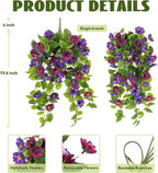 Fake Artificial Flowers Hanging for Outdoors Decor, 2 Bundles UV Resistant Faux Silk Flowers for Planters Porch Patio Window Yard Balcony Fence Decoration