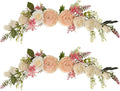 Lvydec 2 Pack Artificial Peony Flower Swag, 25 Inch Decorative Swag with Champagne Peony White Rose and Green Leaves for Wedding Arch Front Door Wall Decor