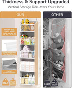 ULG Clear Over The Door Organizer 5-Tier Hanging Storage with 4 Side Pockets,Back of Door Organizer for Pantry, Bathroom, Nursery, Light Grey