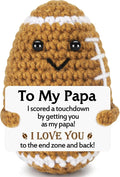 Belatelove Papa Gifts from Son Daughter Wife, Positive Handmade Crochet Dad Father's Day Birthday Gifts, Funny Cute Small Gift for Dads, I Love You Papa Gift Idea, Unique Football Doll for Bonus Dad