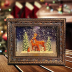 San Francisco Music Box Musical Lighted Reindeer in The Woods Frame