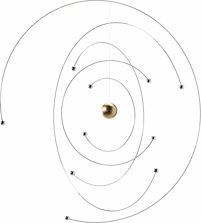 Niels Bohr Atom Model Hanging Mobile - 9 Inches - Steel - Handmade in Denmark by Flensted