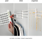 6-Tier 6" Wall Jewelry Organizer, Command Strips included for Easy Hanging, 120 Hole Earring Organizer, Necklace Organizer, Bracelet Holder, Ring Holder, Rotating Branches (White 6-TIer)