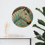 Wall Picture Green Decorative Pattern Printed Circular Iron Hanging Picture Wall Art Decor Home for Bedroom Living Room Bathroom Decor Iron Painting 11.8X11.8 in