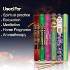 HEM assorted best sellers incense sticks pack of 6 - 120 Sticks, Fragrance - Lemongrass, Lavender, Egyptian Jasmine, Ambar Sandalo, Opium, Eucalyptus