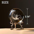 IFOLAINA 3D Fairy Crystal Ball with Stand 60mm Laser Engraved Moon Fairy Glass Ball Decorative Globes Crystal Fairy Sphere Gifts for Girl Her Fairy Lover Birthday Gifts for Daughters