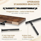 FLYJOE 36 Inch Long Floating Shelves for Wall Set of 2, 12" D Wood Grain Bathroom Shelves with Invisible Brackets, Easy Install Engineered Wood Storage Shelves for Kitchen, Living Room, Bedroom