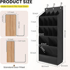 15 Pockets Over the Door Shoe Organizer, Shoe Rack for Closet Door with Large Breathable Pockets, Hanging Shoes Rack for Boots Size, Behind the Door Organizer Shoe Holder for Flexible Storage, Black