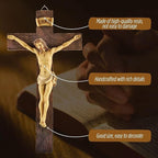 PlentifulHome 9” Resin Crucifix Wall Cross – Catholic Cross for Wall Decor, Jesus Christ Figurine, Inspirational Christian Religious Hanging for Home, Church & Spiritual Gifts
