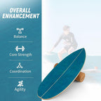 Goplus Balance Board Trainer for Adults, Wooden Balancing Board with Cork Roller and Storage Rack to Exercise and Build Core Strength, Wobble Board for Skateboard, Snowboard