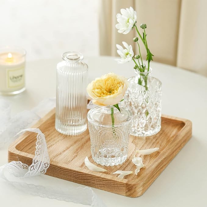Glass Bud Vases Set of 12, Small Vases for Flowers, Clear Bud Vases in Bulk for Centerpieces Mini Vintage Vase for Rustic Home Wedding Table Decorations