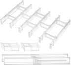 Vtopmart 2.36” Drawer Dividers with Expandable Inserts, 12.8"-22.3" Adjustable Kitchen Drawer Organizer, Clear Plastic Organizer Separator for Flatware, Utensil, Cutlery, 8 Dividers with 14 Inserts