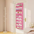 FENTEC 1 Pack 8 Shelves Over The Door Shoe Organizer,68" Exlarge Deep Pockets Hanging Shoe Organizers, Shoe Rack for Closet, Shoe Holder for Boots,Over Door Organizer in Home, RV, Dorm, Pink