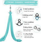 Aerial Silks Yoga Swing Set - 9/11 Yards Aerial Yoga Hammock Kit Anti-Gravity Flying for Fitness, Low/Non Stretch Nylon Tricot Fabric Hardware Included for Dance