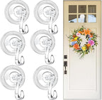 6pack Wreath Hanger Hooks,Big Suction Cup Wreath Hooks for Halloween Christmas Décor,22 LB Heavy Duty Waterproof Removable Large Wreath Holder for Window Glass Smooth Doors Tiles (3.7X2.7in 6pcs)