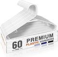 HOUSE DAY White Plastic Hangers 60 Pack, Clothes Hangers with Non Slip Hooks, Durable & Space Saving Coat Hanger, Light-Weight Clothing Hanger, Perfect Closet Organizer for Everyday Use
