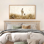 KAIRNE Jesus Canvas Wall Art,Lost Sheep Prints,Neutral Beige Wildflower Wall Decor,Framed Christian Scripture Wall Art,Religious Inspirational Artwork for Living Room Bedroom Church Decor,20X40 inch