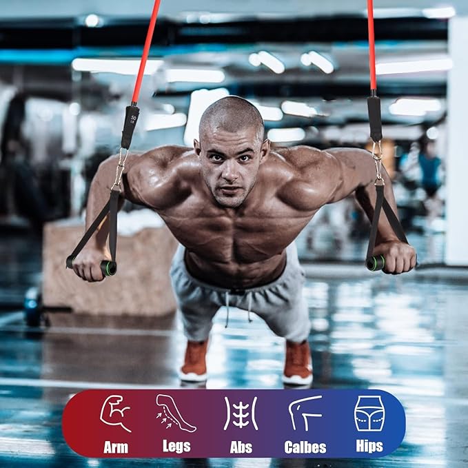 Exercise Resistance Bands with Handles for Working Out, 150/200/250/300 Lbs Workout Bands Set with Door Anchor for Physical Therapy, Yoga, Pilates