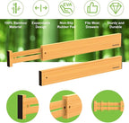 ANTOWIN Bamboo Drawer Dividers, Expandable Drawer Separators Splitter, 17-22 inches Adjustable Spring-loaded Organizer for Large Utensil, Clothes, Tools Drawers, 6 Pack Dividers + 4 Pack Baffle