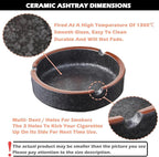 Ceramic Ashtray Stylish Indoor & Outdoor Cigarette Ashtray for Home, Coffee Bars, and Patios，Lava Dazzling Black