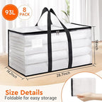 BlissTotes Moving Bags, 93L 8-Pack Storage Bags, Moving Box Heavy Duty Extra Large, Moving Totes with Zipper, Reinforced Handles & Tag Pocket, Boxes for Packaging Moving