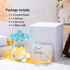 Arikyrist Crystal Lake Blue Rose Bouquet Figurine with Round Vase Gifts for Her, Glass Rose Flower Romantic Keepsakes for Women Mom on Christmas, Collectible Decoration Table Centerpiece for Home