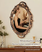 XPXKJ Vintage Gold Mirror Tray Vanity Tray for Dresser Perfume Storage Decorative Mirrored Glass Tray Coquette Room Decor, Bedroom, Bathroom Oval Antique Serving Makeup Organizer