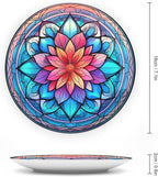 Decorative Plates, Mandala Flower Glass Painting Ceramic Dinner Plate Home Wobble-Plate with Display Stand, Wall Hanging Decor for Dining Room Kitchen Household 7 Inch, Gifts for Family Friends
