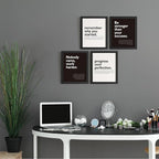 DSHFG Motivational Office Pictures Wall Decor Prints Set of 4, Black Motivational Wall Art Decor Retro Posters Prints for Office Home Decor, 8x10 Unframed