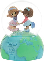 Precious Moments Best Friends Snow Globe | Friends Make The World A Wonderful Place Resin/Glass Musical Snow Globe | Gift & Home Decor | Hand-Painted