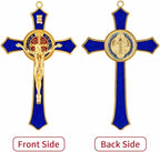 St Benedict Crucifix Blue,Crucifix Wall Cross for Catholic Decor,Medalla De San Benito,Jesus Christ Hanging Cross Wall Decor,Crucifijo Del Perdon,Saint Benedict Medal Prayer for Home Decoration