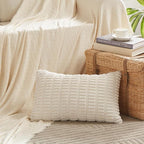 Fancy Homi 4 Packs Decorative Throw Pillow Covers for Living Room Couch Bed, Modern Farmhouse Boho Home Décor Accent Cushion Case, 20" x 12", Cream
