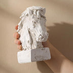 SiliFine Horsehead Resin Sculpture Beige Wood-Look Horses Head Decorative Statue Farmhouse Tabletop Resin Home Decor Statue Accent for Mantel, Entryway, Foyer & Living Room