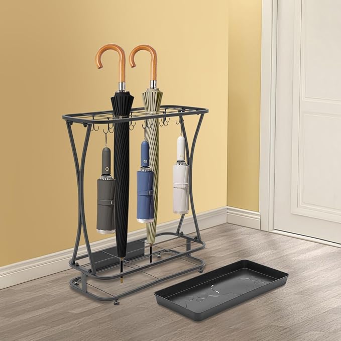 Umbrella Rack Stand,18-Slots Umbrella Holder with Removable Drip Tray, Umbrella Rack Organizer Free Standing Decor for Home Office Entryway