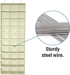 Libeder Hanging Closet Organizers 30 Section Shoe Shelves, Shoe Storage Hanging Shoe Holder, Breathable No-wover Fabric for Shoes, Beige