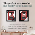 Creative Picture Frames 10 x 13 Magazine Frame with Full-Strength Glass, Holds Up To A 1/4" Thick Media with Installed Hangers for Easy Mounting, 11x14 Black Frame with White Mat