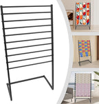 Scarf Display Stand, 10 Tier Metal Scarf Holder Organizer, Freestanding Scarf Rack, for Hanging Towels, Scarves, Clothes, Shawls, Blankets, Bandana, for Commercial Clothing Retail Store (Black)