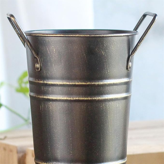 Umbrella Storage Bucket Metal Umbrella Stand Holder Decorative Vase Flowerpot Rack for Home Living Room Office Decor, approx.7.5x25.5cm/2.95x10.04in, White