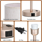 Dicoool Touch Bedside Table Lamp with USB - 3 Way Dimmable Lamp for Bedroom Nightstand, Desk Lamp with Charging Station for Dorm, Office, Living Room,Kids Room