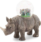 Elanze Designs Rhino Mother and Baby Miniature 45MM Sturdy Polyresin Magical Whimsical Tabletop Dresser Nightstand Glitter Water Snow Globe Figurine Decoration