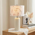 PoKat 23'' Table Lamp with Flower Lampshade for Night Stands, Birthday Gifts for Women Mom, House Warming Gifts New Home Decor, Ceramic Lamp for Living Room, Modern Bedroom Lamp for Nursery