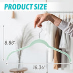 Velvet Hangers 50 Pack – Slim Non-Slip Flocked Hangers with Notches, Space-Saving Closet Organizer for Dresses, Blouses, Coats(Green)
